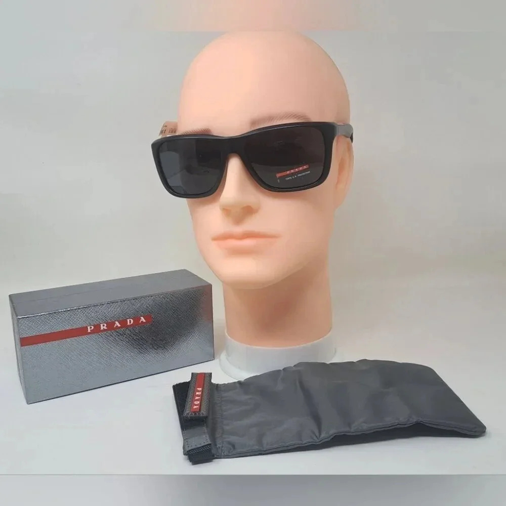 NWT Prada Linea Rossa Black  Black Sport Rectangle SPS 04O 1BO-1A1 58-16-140